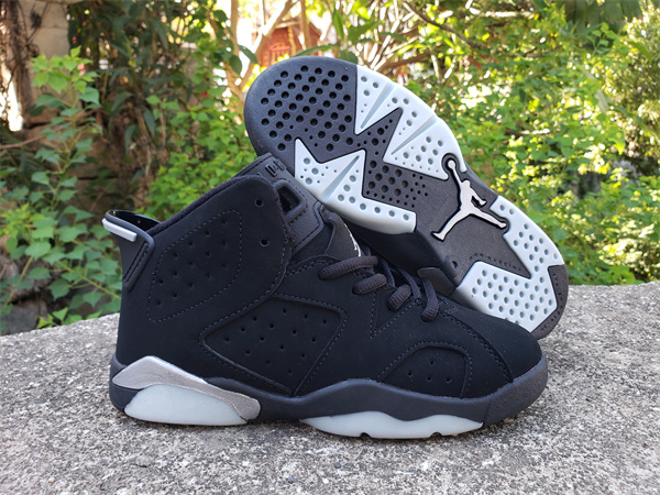 Youth Running weapon Air Jordan 6 Black Shoes 006